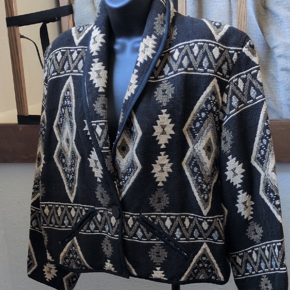 ✨ Vintage 90s New Identity Kilim Style Jacket Size L - Picture 2 of 10